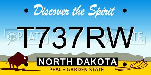 T737RW North Dakota License Plate