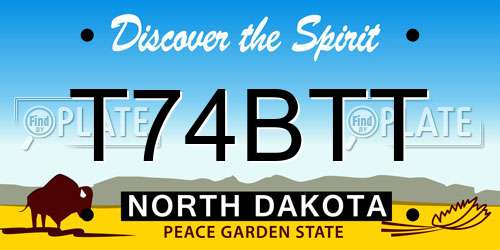 T74BTT North Dakota License Plate