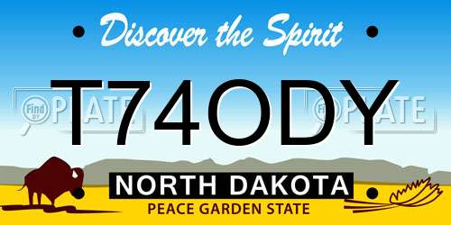 T74ODY North Dakota License Plate