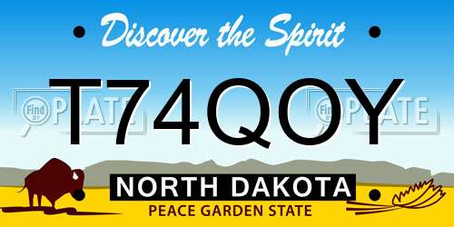 T74QOY North Dakota License Plate