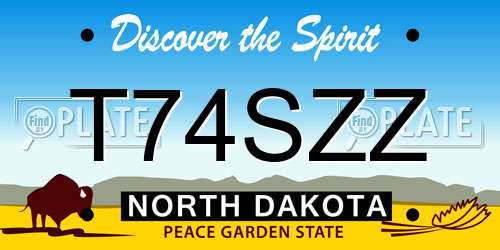 T74SZZ North Dakota License Plate
