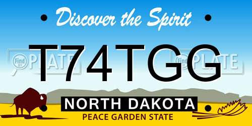 T74TGG North Dakota License Plate