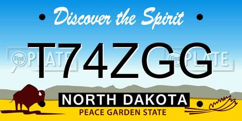 T74ZGG North Dakota License Plate