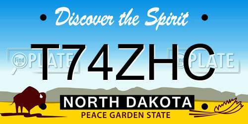 T74ZHC North Dakota License Plate