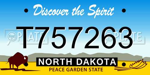 T757263 North Dakota License Plate