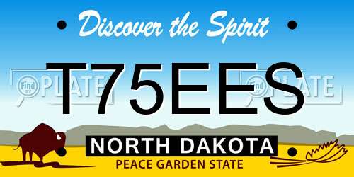 T75EES North Dakota License Plate