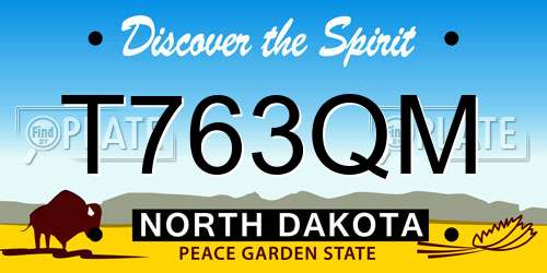 T763QM North Dakota License Plate