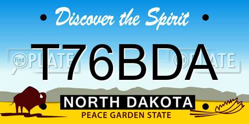 T76BDA North Dakota License Plate