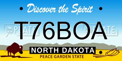 T76BOA North Dakota License Plate