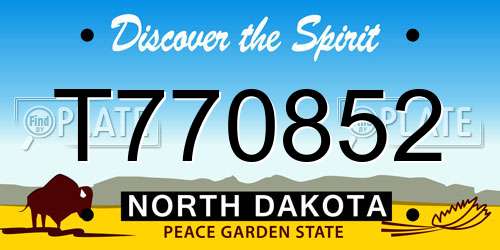 T770852 North Dakota License Plate