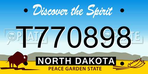 T770898 North Dakota License Plate