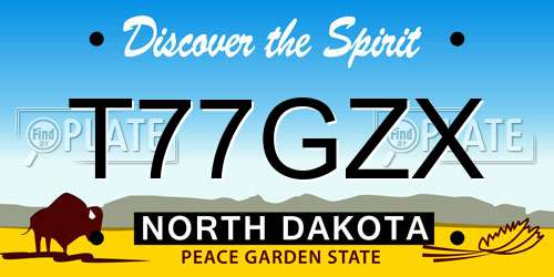 T77GZX North Dakota License Plate