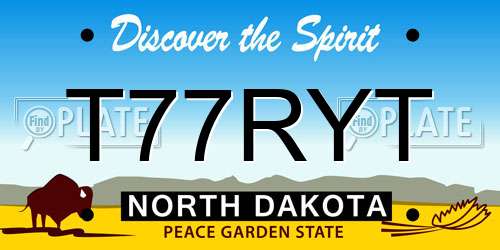 T77RYT North Dakota License Plate