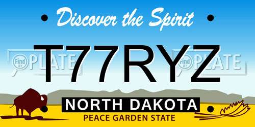 T77RYZ North Dakota License Plate