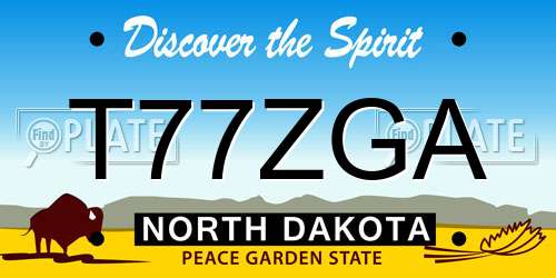 T77ZGA North Dakota License Plate