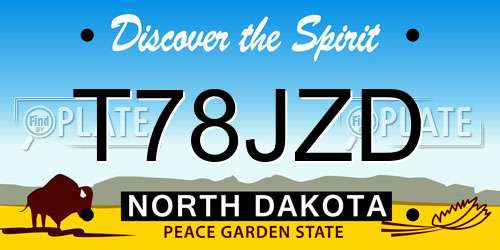 T78JZD North Dakota License Plate