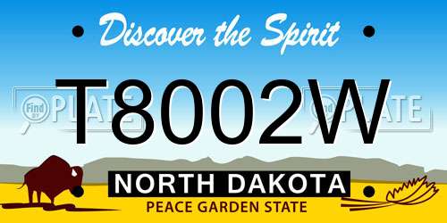 T8002W North Dakota License Plate
