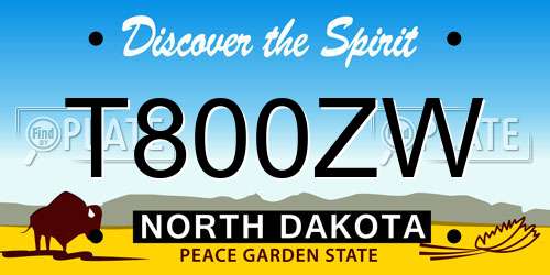 T800ZW North Dakota License Plate