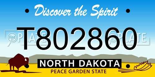 T802860 North Dakota License Plate