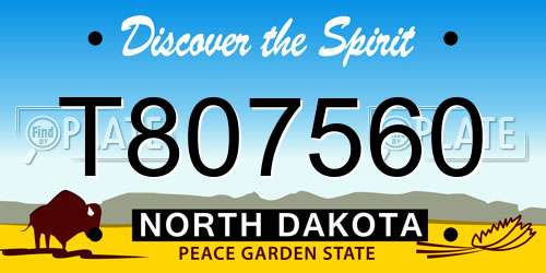 T807560 North Dakota License Plate