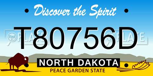 T80756D North Dakota License Plate