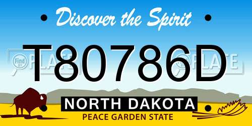 T80786D North Dakota License Plate