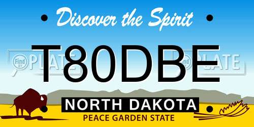 T80DBE North Dakota License Plate