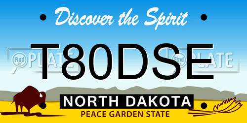 T80DSE North Dakota License Plate