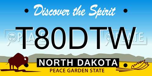 T80DTW North Dakota License Plate