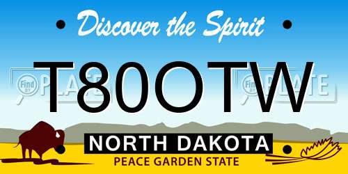 T80OTW North Dakota License Plate