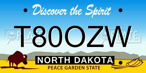 T80OZW North Dakota License Plate