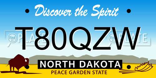 T80QZW North Dakota License Plate