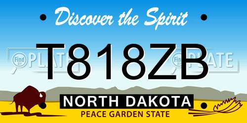 T818ZB North Dakota License Plate