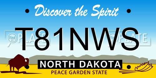 T81NWS North Dakota License Plate