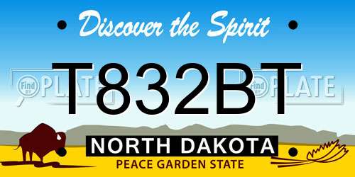 T832BT North Dakota License Plate