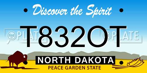 T832OT North Dakota License Plate