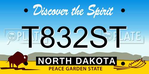 T832ST North Dakota License Plate