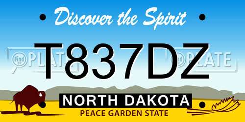 T837DZ North Dakota License Plate