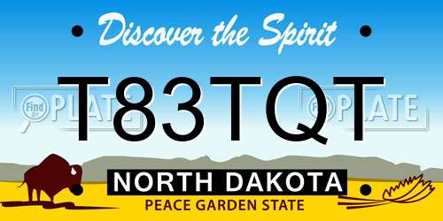 T83TQT North Dakota License Plate