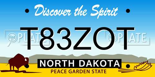 T83ZOT North Dakota License Plate