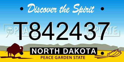 T842437 North Dakota License Plate