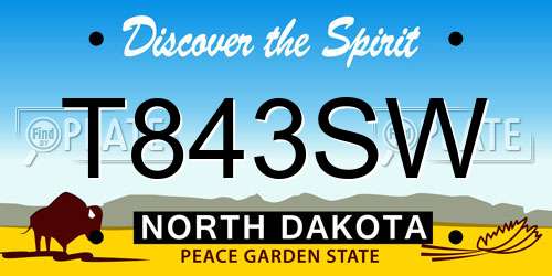 T843SW North Dakota License Plate