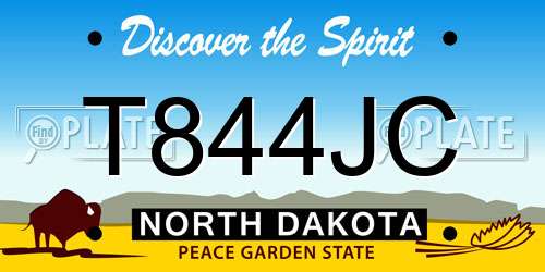 T844JC North Dakota License Plate