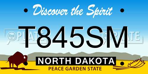 T845SM North Dakota License Plate