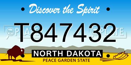 T847432 North Dakota License Plate