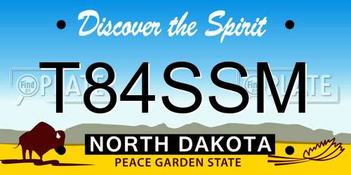 T84SSM North Dakota License Plate