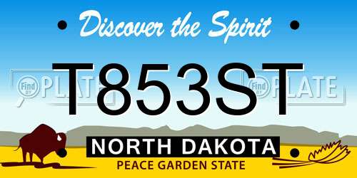 T853ST North Dakota License Plate