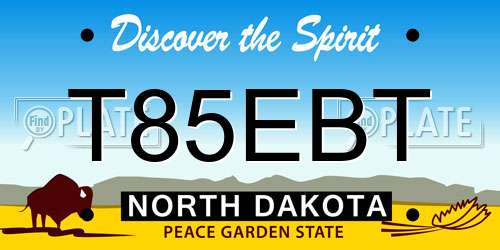 T85EBT North Dakota License Plate