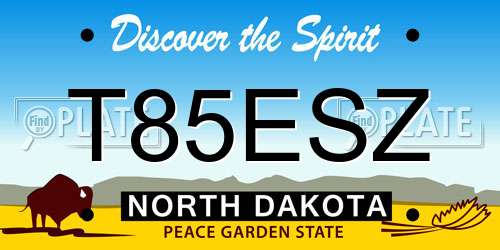 T85ESZ North Dakota License Plate