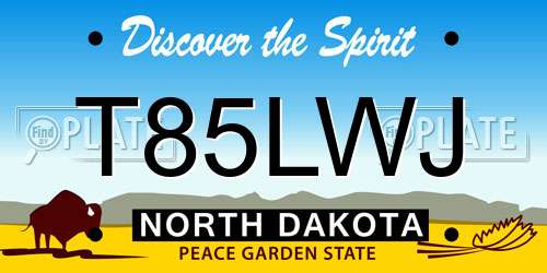T85LWJ North Dakota License Plate